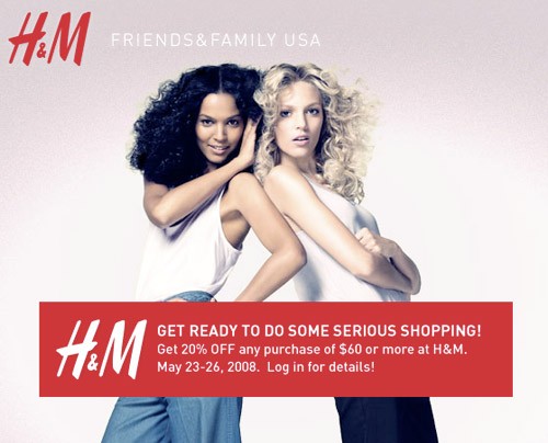H&M 20% Off $60 or more – May 23 – 26