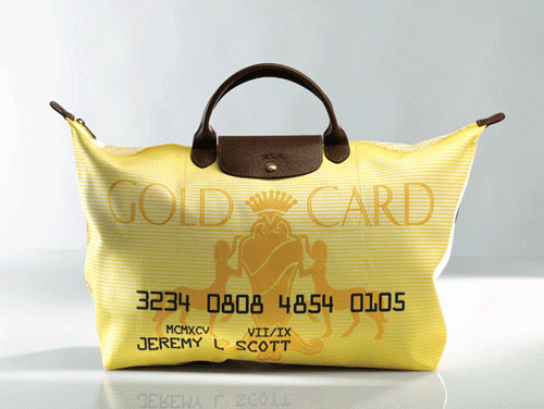 Longchamp x Jeremy Scott Gold Credit Card Pliage Bag