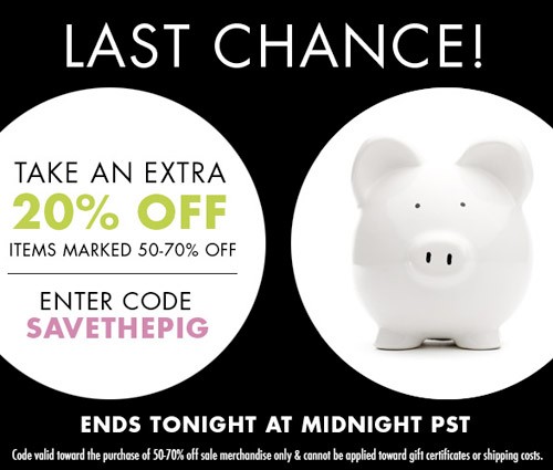 Shopbop.com – Save The Pig – Take An Extra 20% Off