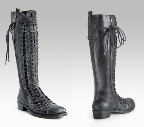 Ann Demeulemeester Triple Lace-Up Flat Tall Boots