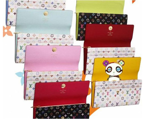 Louis Vuitton White Pink Sarah Takashi Murakami Monogram Multicolore Wallet