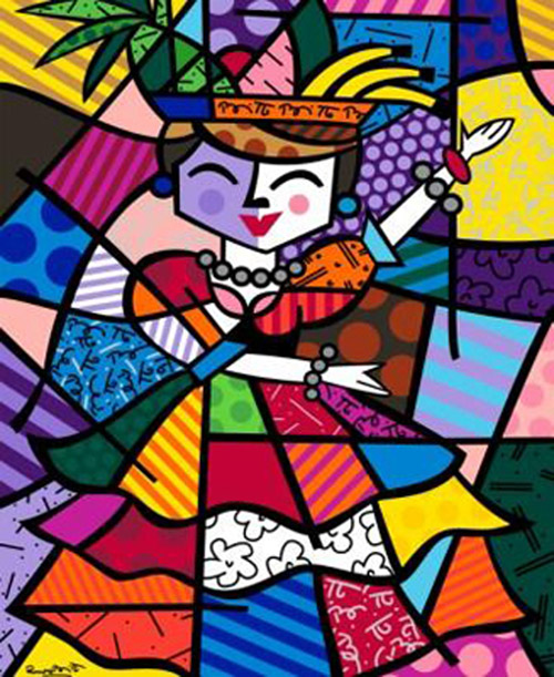 romero_britto_carmen-miranda_painting