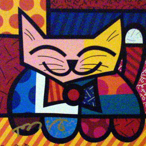 romero_britto_cat_painting