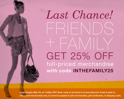 Shopbop Friends + Family Sale – 25% Off