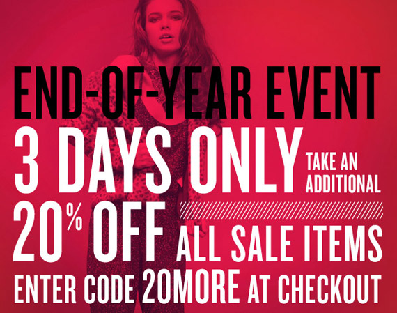 Shopbop End-of-Year Shopping Event: EXTRA 20% Off ALL SALE