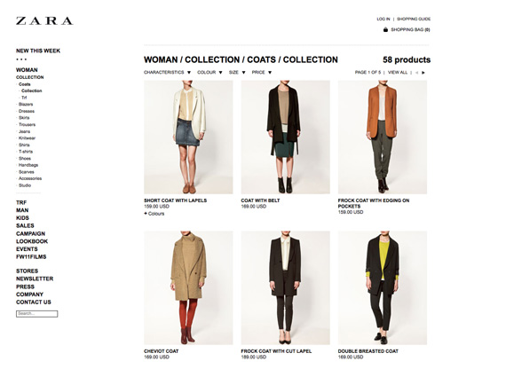 Zara Launches Online shopping in the US