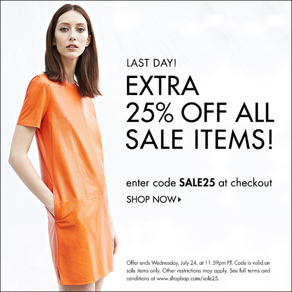 Shopbop Extra 25% Off All Sale Items!