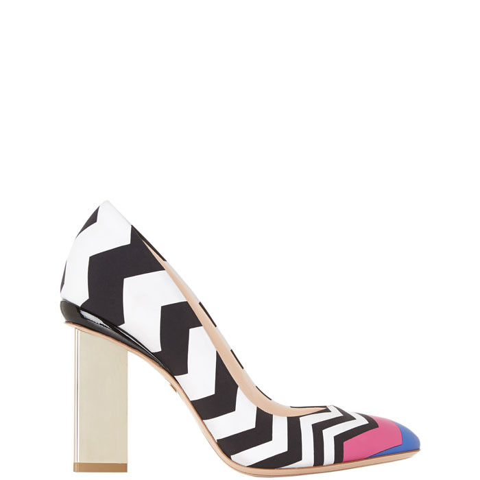 Nicholas Kirkwood Black & White Chevron Zigzag Stripe Heel Pumps EU  Sz39.5-US8.5