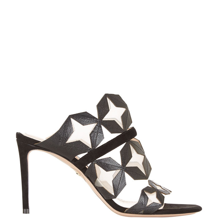 Nicholas Kirkwood Black Watersnake Leather and Suede Slingback