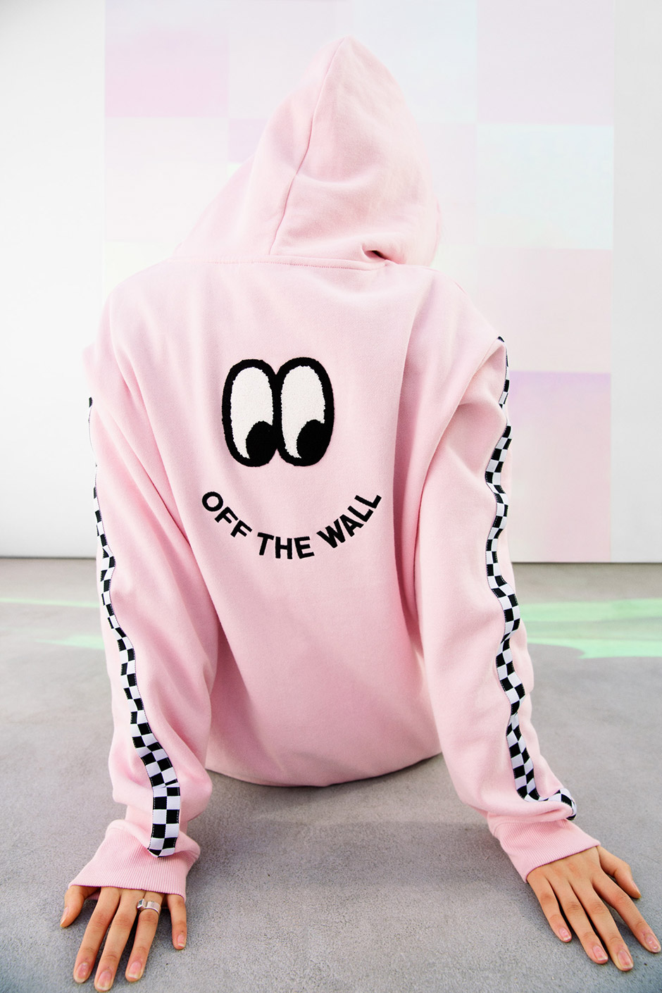 vans x lazy oaf pink hoodie