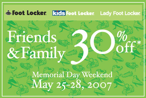 Foot Locker 30% Friends & Family – May 25-28