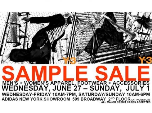 Y-3 Sample Sale –  June 27th to July 1st