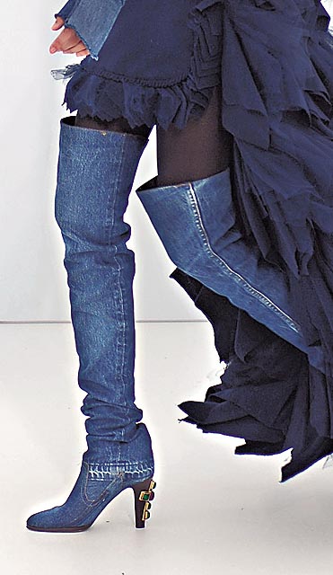 Chanel Denim Thigh-High Boots
