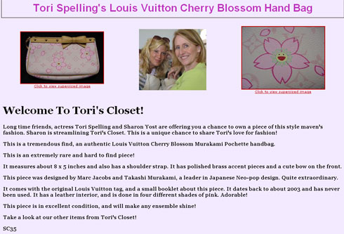 Tori Spelling’s Ebay Closet!
