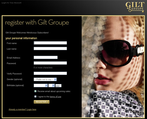 Invitation to Gilt Groupe – Private Sample Sales Community