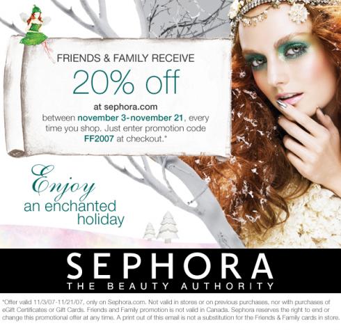 Sephora.com Friends & Family – 20% OFF
